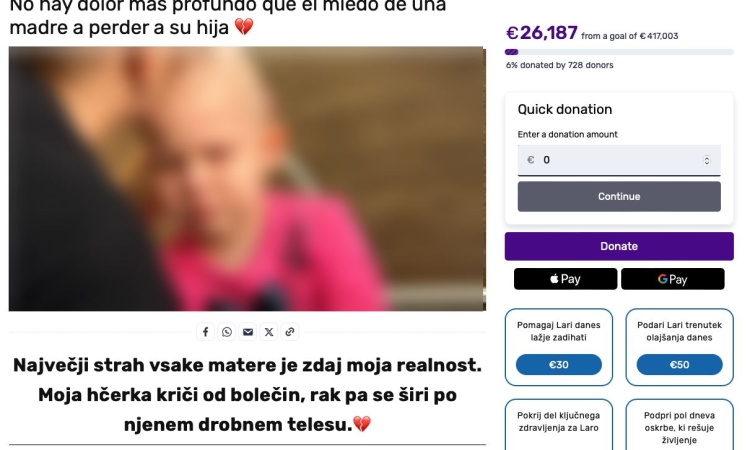 Zgodba o deklici z rakom in zdravljenjem v ZDA je izmišljena spletna prevara