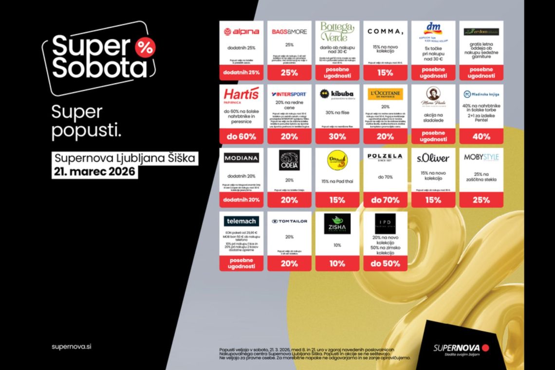 Lov na popuste in kavica s prijateljico? Super sobota v Supernovi Šiška je popoln sobotni plan